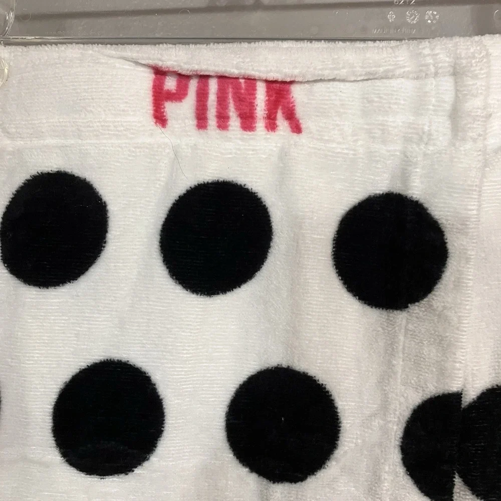 Victoria's Secret PINK Polka Dot Plush Spa Bath Wrap Towel Cover Up Smiley Face